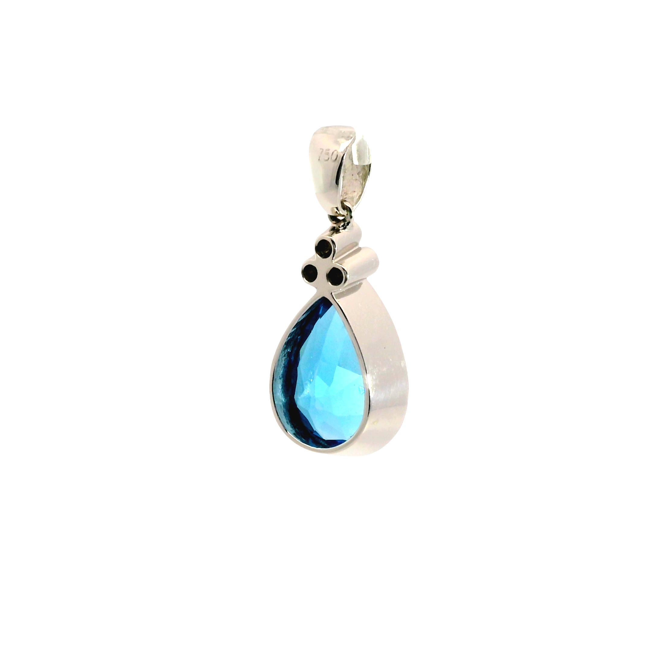 London Blue Topaz Pendant with Diamonds in 18KT white gold