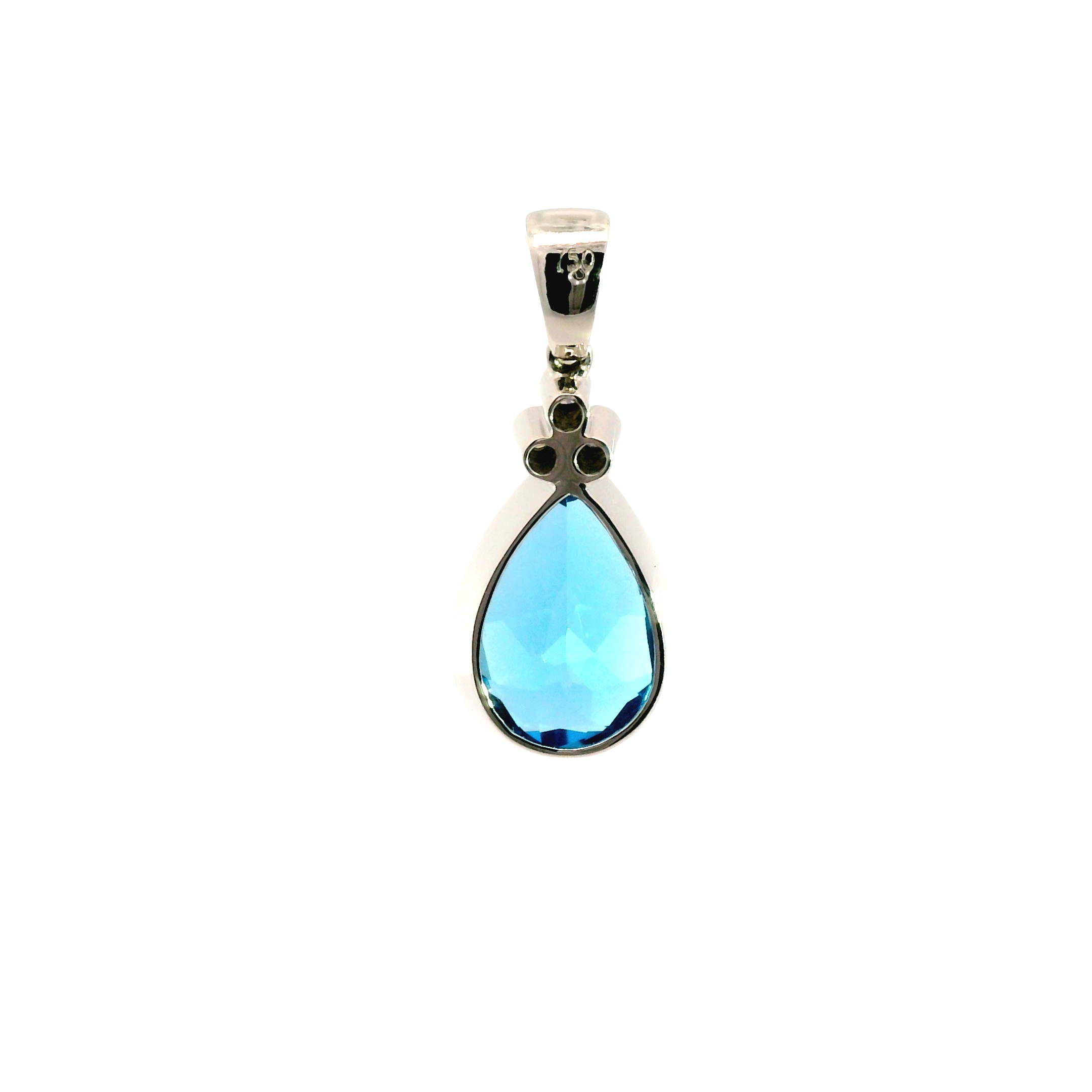 London Blue Topaz Pendant with Diamonds in 18KT white gold