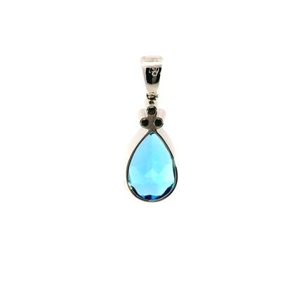 London Blue Topaz Pendant with Diamonds in 18KT white gold